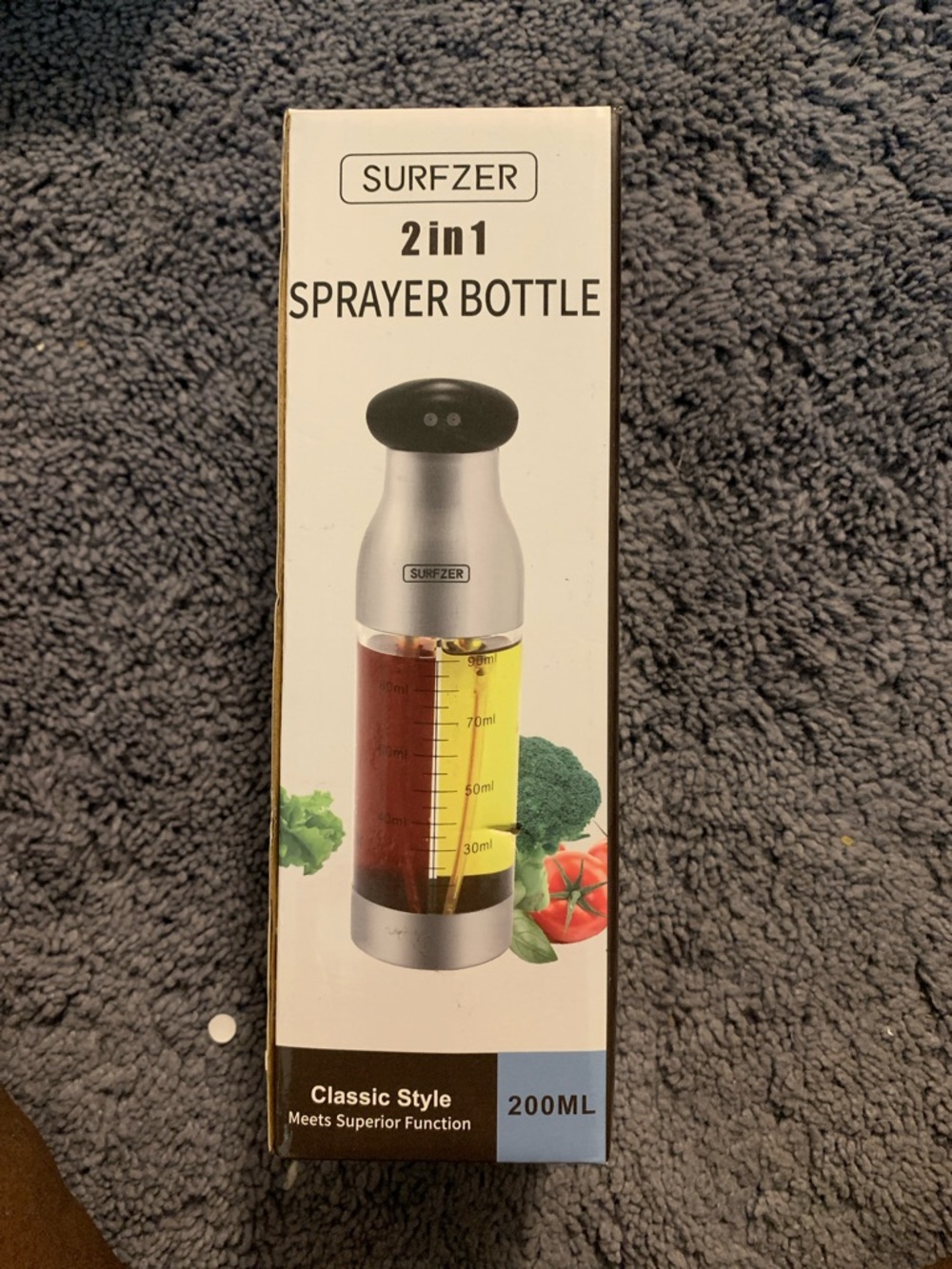2-in-1 Oil & Vinegar Sprayer Bottle - Silver with Black Cap